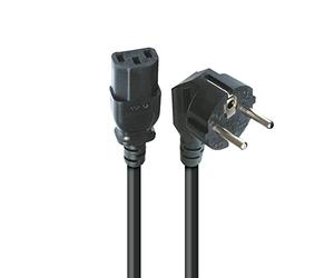 APM 510013, Cordon D'Alimentation Secteur CEE 7-7/Iec C13 Male Coude/Femelle Noir