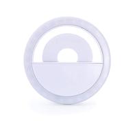 APM 572013 - Mini Ring Light pour Smartphone - Anneau Lumineux avec 20 LED - Lumière Photo Charge Micro-USB - Selfie Ring Light sous Forme de Pince - Batterie 60 MAH - Léger - Blanc