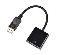 APM 590473 - Convertisseur DisplayPort/VGA Mâle/Femelle - Permet de Relier un PC à une TV, un Rétroprojecteur ou un Moniteur avec un Câble VGA - Transmission de l'Image - Câble de 15 cm - Noir