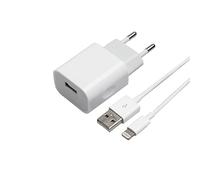 APM 600271 - Chargeur Secteur 1 USB 2,1 A + Câble Lightning MFI - Chargeur Rapide - Chargeurs pour Téléphones Portables et Tablettes - 1 m - Charge et Synchronisation - Compatible MFI - Blanc