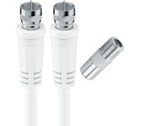 apm Câble Coaxial Satellite Fiche F Mâle, 2M + Adaptateur Fiche F Femelle vers Coaxial 9.52mm Mâle, Compatible TV Parabole Antenne Modem Satellite, 409005
