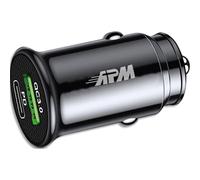APM Chargeur allume cigare 38W : USB-A 3.0 18 W / USB-C 20W noir