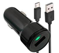 APM Chargeur Allume-Cigare USB avec Câble Micro-USB 1M, Recharge Rapide 2.4A, Compact Universel, Compatible Smartphone Android, GPS, Caméras, Voiture, Coloris Noir 570332