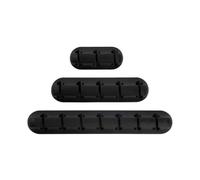 APM Set de 3 Range-câbles en Silicone Noir, organiseurs de câbles 3, 5 et 7 emplacements, Supports adhésifs pour Bureau, chargeurs, USB, Ordinateur, Smartphone 560509