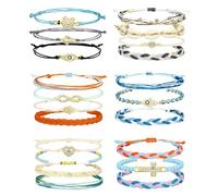 APMGONT Bracelet Bresilien Femme, Bracelets Plage Faits à la Main Réglable, Bracelets Tissu Cordon, Bracelet de Cheville en Corde Tressée Coloré, Unisexes pour Femmes Hommes (21 pièces)