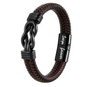 APMGONT Bracelet Cuir Tressé, Bracelet pour Homme, Bracelets Homme Manchette Tressé à la Main Classique Noir et Brun avec Fermoir Magnétique, Cadeau Fete des Peres Papa 19/21/23 cm (Braun B 23cm)