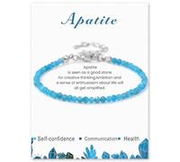 APMGONT Bracelet de Perles pour Femme, 3mm Bracelet de Perles en Pierre Naturelle, Bracelet de Perles Bohème Réglable Beads Bracelets Cristal Bracelet Bijoux pour Femme (Apatite)