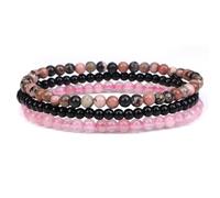 APMGONT Bracelet en Pierre Naturelle, 3 Pièces Chakra Bracelet en Pierre Naturelle, Bracelet d'Agate, Bracelet de Pierres PréCieuses, Bracelet éLastique en Pierre Naturelle pour Femmes et Fille (F)