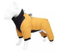 APMOE Manteau Chien Hiver Chaud Imperméable avec Pattes, Manteau Chaud Doudoune pour Petit Moyen Chiens, Conception de Bandes Réfléchissantes Lavables en Machine(Size:L,Color:Jaune)