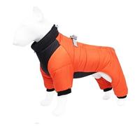 APMOE Manteau Chien Hiver Chaud Imperméable avec Pattes, Manteau Chaud Doudoune pour Petit Moyen Chiens, Conception de Bandes Réfléchissantes Lavables en Machine(Size:3XL,Color:Orange)