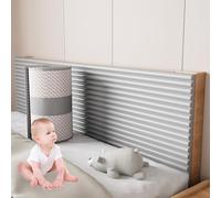APMOE Panneau Coussin Mural Tete de Lit, Panneau Tete de Lit à Coller, Mousse de Protection Panneaux Muraux Rembourrés pour Enfant Autistes, Anti-Collision Panneau Mural Decoratif(Gris,30x200 cm)