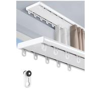 APMOE Rail de Rideau Double, Silencieuse Double Rangée Rail Rideaux Plafond, Personnalisable Rideau Separation de Piece pour Salon, Aluminium Rail de Plafond Double(Blanc,1.2m/3.93ft)