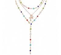 APMUTSS Collier avec pendentif en forme de croix superposée, plaqué or 18 carats, pour femme, bijou délicat empilable, cadeau pour un usage quotidien, Standard, Titane, Pas de gemme