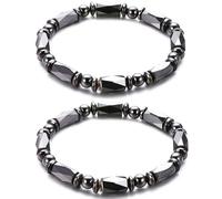 Apocalyptic-K Lot de 2 bracelets magnétiques en diamant de 6 mm pour éliminer l'électricité statique Noir, 19 centimeters