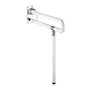 APOIUO Barre D'appui Pliable For Toilettes Avec Pied, Barre De Support De Salle De Bain À Montage Mural Rabattable, Barres D'appui Rabattables, Utilisées Dans Les Écoles, Les Hôtels(White,75cm)