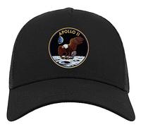 Apollo 11 American Bald Eagle Moon Mission Half Mesh Cotton Trucker Cap Casquette de baseball Noir, Noir , Taille unique