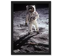 Apollo 11 Astronaut Aldrin Armstrong 50th Anniversary Moon Landing A4 Artwork Framed Wall Art Print Lune Mur