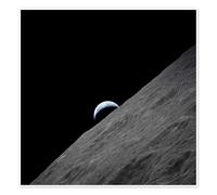 Apollo 17 - Cresent Earth Rises Above Lunar Horizon Poster de NASA 30 x 30 cm Noir Tableaux Décoration murale