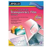 Apollo CG7031S, lot de 50 feuilles transparentes, pour imprimante à jet d'encre, à séchage rapide, avec bande de manipulation, format lettre US