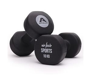 Apollo Ensemble d'haltères | Haltères de fitness 2 x 10 kg | Comprend un porte-haltères pour ensemble d'haltères | Haltères pour femmes et hommes | Poids d'haltères | Poids de 10 kg