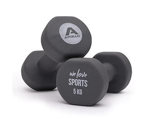 Apollo Ensemble d'haltères | Haltères de fitness 2 x 5 kg | Comprend un porte-haltères pour ensemble d'haltères | Haltères pour femmes et hommes | Poids d'haltères | Poids 5 kg
