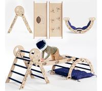Apollo Kit d'escalade d'intérieur 5 en 1 pour tout-petits - Inspiré de la NASA Apollo 11 | Échelle triangulaire, arc, toboggan/rampe, coussin et design spatial | Cadre d'escalade pliable pour enfants