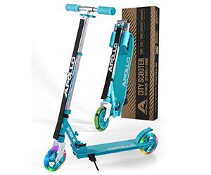 Apollo LED Skyracer - Trottinette Urbaine à Suspension avec Roues LED 145 mm, modèle Pliable et réglable en Hauteur pour Enfants et Adolescents, adaptée au Freestyle