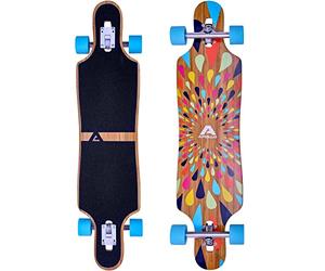 Apollo Longboard complet avec plateau en bambou et fibre de verre, planche haut de gamme avec roulement à billes ABEC 9, Flex 2 Longboards pour adolescents et adultes, cruiser professionnel