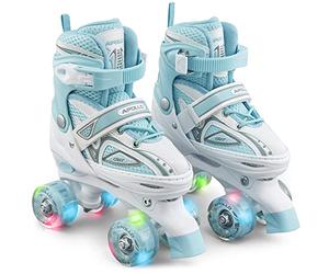 Apollo Patins à roulettes Filles et Garçons Super Quad X Pro Réglables pour Enfants - Roller Enfants Garçons et Filles LED Confortables et à Taille Réglable - Patins à roulettes Tailles 31-42