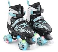 Apollo Patins à roulettes pour Filles et garçons Super Quad X Pro - Patins à roulettes LED Confortables et à Taille réglable - Tailles 31 à 42