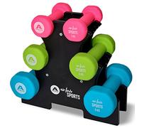 Apollo Set Haltères Musculation Courts | Poids Haltères Fitness, 2x1kg, 2x2kg, 2x3kg | Support d'Haltères Inclus Kit Musculation | Set Haltères Femmes & Hommes | Dumbbell | Haltères 1kg, 2kg, 3kg