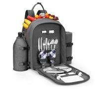 apollo walker Sac à dos de pique-nique, isotherme, pour 2 personnes, avec couverture, pour camping, plage, randonnée, gris clair