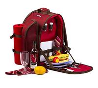 Apollo Walker Sac à Dos de Pique-Nique pour 2 Personnes (Ensemble et Couverture), Sac Isotherme, Sacs isothermes pour Camping, Plage, randonnée, Rouge