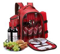 Apollo Walker Sac à Dos Pique-Nique 4 Personnes avec Verres Rouge