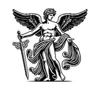 Apollon, le dieu grec de la musique, de la poésie et de la prophétie Stickers gravés 54.6x55.8cm Modification et ajout d'informations possibles Noir