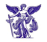 Apollon, le dieu grec de la musique, de la poésie et de la prophétie Stickers gravés 67.2x68.6cm Étanche Bleu foncé