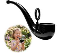 APOMNG Retro Soap Bubble Pipe One Piece Molded Reusable Bubble Wand Vintage Smoke Ring Bubble Maker for Adults Outdoor Garden Fun Party Favour Birthday Gift,Noir