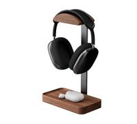 APOMNG Support de Casque en Bois Massif avec Plateau, Support de Bureau Fait à la Main pour Casque de Jeu, accroche-écouteurs et Organisateur de Bureau pour Lunettes, Montre et clés