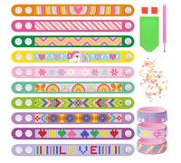 APOMOONS 10 Pièces DIY Diamond Painting Enfant Set de Bracelets, DIY Fabrication Kit de Bricolage pour Enfants à Partir fe 4 Ans - Kit de Bricolage Bracelet Artistique en Diamants pour Cadeau Fille