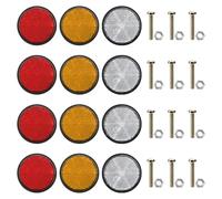 APOMOONS 12 catadioptres Ronds Diamètre 60 mm en 3 Couleurs Catadioptre Rond à Visse avec vis M5 et écrous pour remorque Camion Caravane E 4 Rouge 4 Jaune 4 Blanche