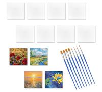 APOMOONS 12 Pièces Toile Peinture avec 8 Brosses, 7.5 X 7.5 Cm Aimantés Tableau Peinture Sur Toile, Décoration de Réfrigérateur, Toile a Peindre pour L'acrylique, L'huile et L'aquarelle