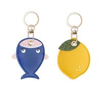APOMOONS 2 Pièces Airtag Porte-Clés en Cuir, Requin et Citron Porte Clef, Résistant Aux Rayures étui, Porte Clé pour Apple Airtag, Carte D'accès, Traceur GPS