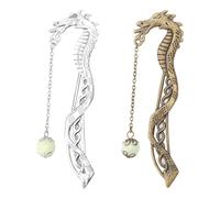 APOMOONS 2 pièces marque page metal, Dragon Bookstütze Bookmark métal, bronze vintage Accessoires de lecture, Glow-in-the-dark signet cadeau 3D pendentif