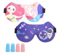 APOMOONS 2 Pièces Masques de Sommeil, avec Bandeau Réglable, pour Garçons et Filles, avec 2 Paires de Bouchons D'Oreille, Masque pour Les Yeux de Dessin Animé pour Dormir, pour Sieste Voyages Camping