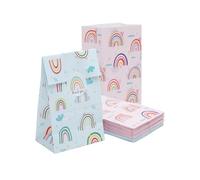 APOMOONS 24 Pièces Sachets en Papier Arc-en-Ciel, Sac Cadeau, Pochette Cadeau D'Enfants, Pliables, avec 24 Autocollants, Sachets en Papier Réutilisables Arc-en-Ciel pour Mariage, Fête, Anniversaire