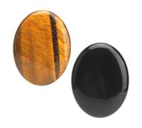 APOMOONS 2PCS Pierre œIl De Tigre,Pierre D'éNergie, Cristal De GuéRison œIl De Tigre, De Tigre Porte-Bonheur, Obsidienne, Pierre De MéDitation Pour Le Pouce, Soulage Le Stress Et DéTourne L'Attention