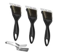 APOMOONS 3pcs Brosse Barbecue avec 1pcs Pince de Barbecue en Acier Inoxydable,Brosse BBQ avec Grattoir,Brosse à Barbecue pour Grille en Fonte Brosse de Barbecue en Laiton pour Nettoyage de Barbecue