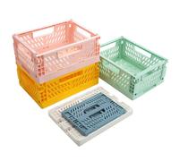 APOMOONS 5 PCS boîte de rangement pliante, Caisses pliantes cagette plastique, caisse rangement pliable pour chambre à coucher bureau cuisine salle de bain 20*15*9 cm, 15*10*5.7 cm
