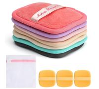 APOMOONS 7 chiffons démaquillants réutilisables, 10 * 12 cm serviettes de toilette douces et lavables en microfibre polaire corail pour le visage, les yeux, les lèvres