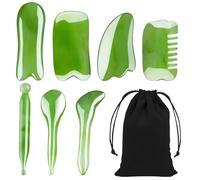 APOMOONS 7 pièces Gua Sha set coffret massage, stylo d'acupressure Face Massager baguette d'acupressure set de gua sha visage pour le visage dos bras jambes (vert)